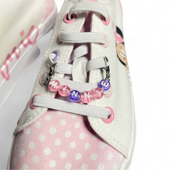 Disney Minnie Mouse Polka Dot Pink White Canvas Sneakers Low Top Girls' Size 3 - Picture 4 of 6